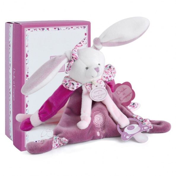  - cerise lapin attache-sucette violet blanc fleur 